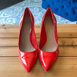 BCBGeneration Red Leather High Heels—worn 2 X